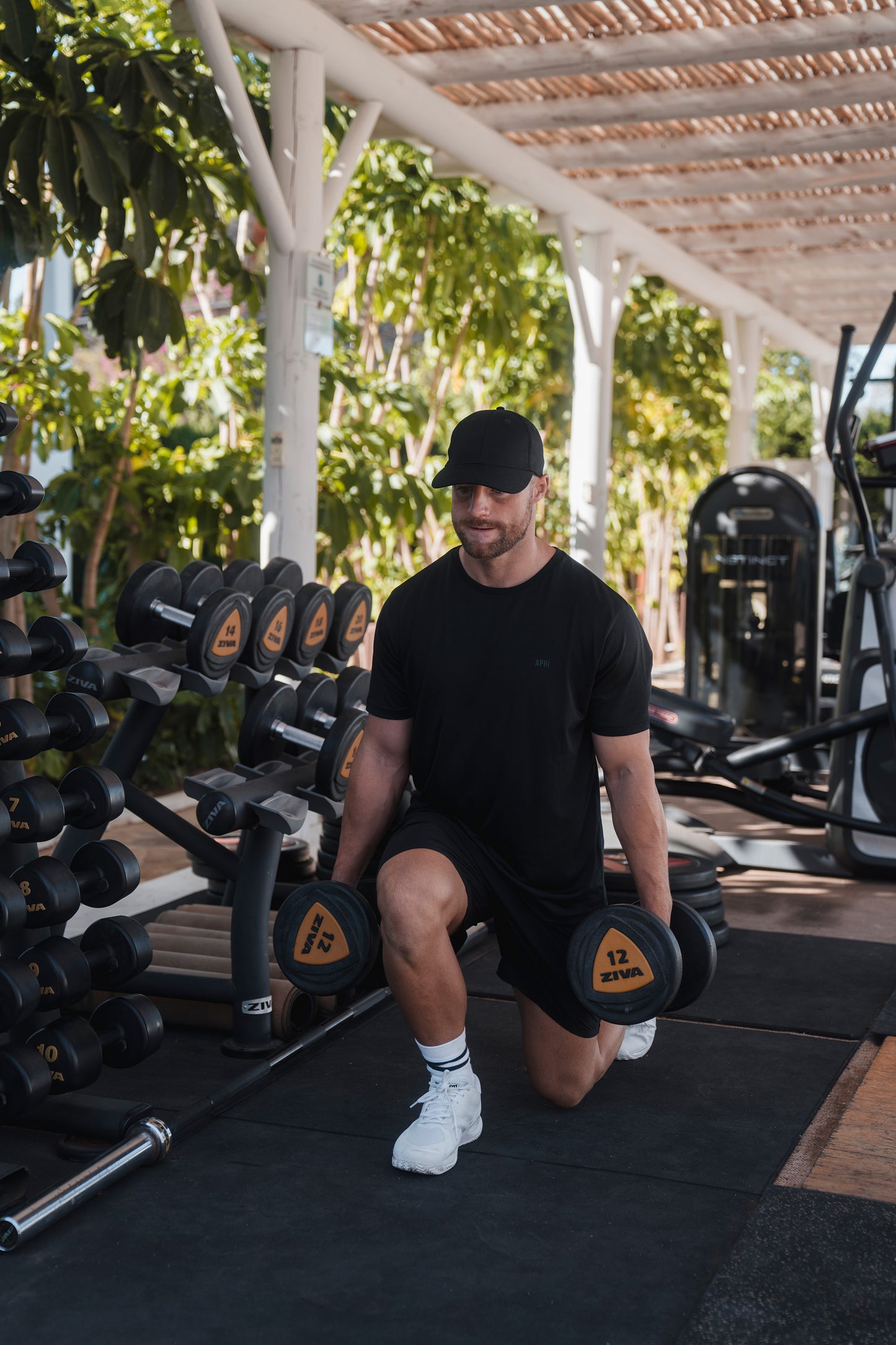 apríshield black gym lyocell t-shirt performance shorts