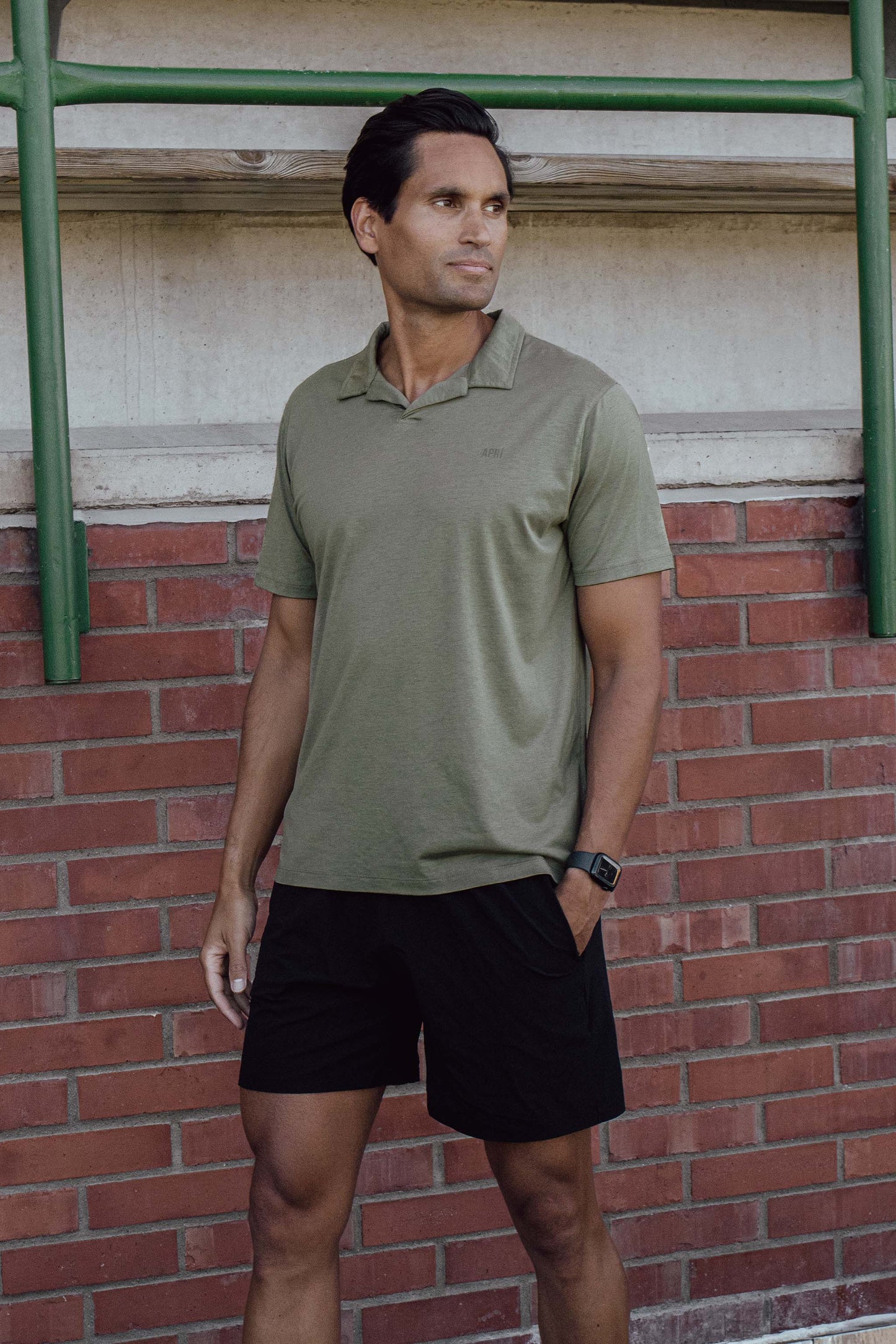 Airy Performance Shorts Black ocean green lyocell polo 