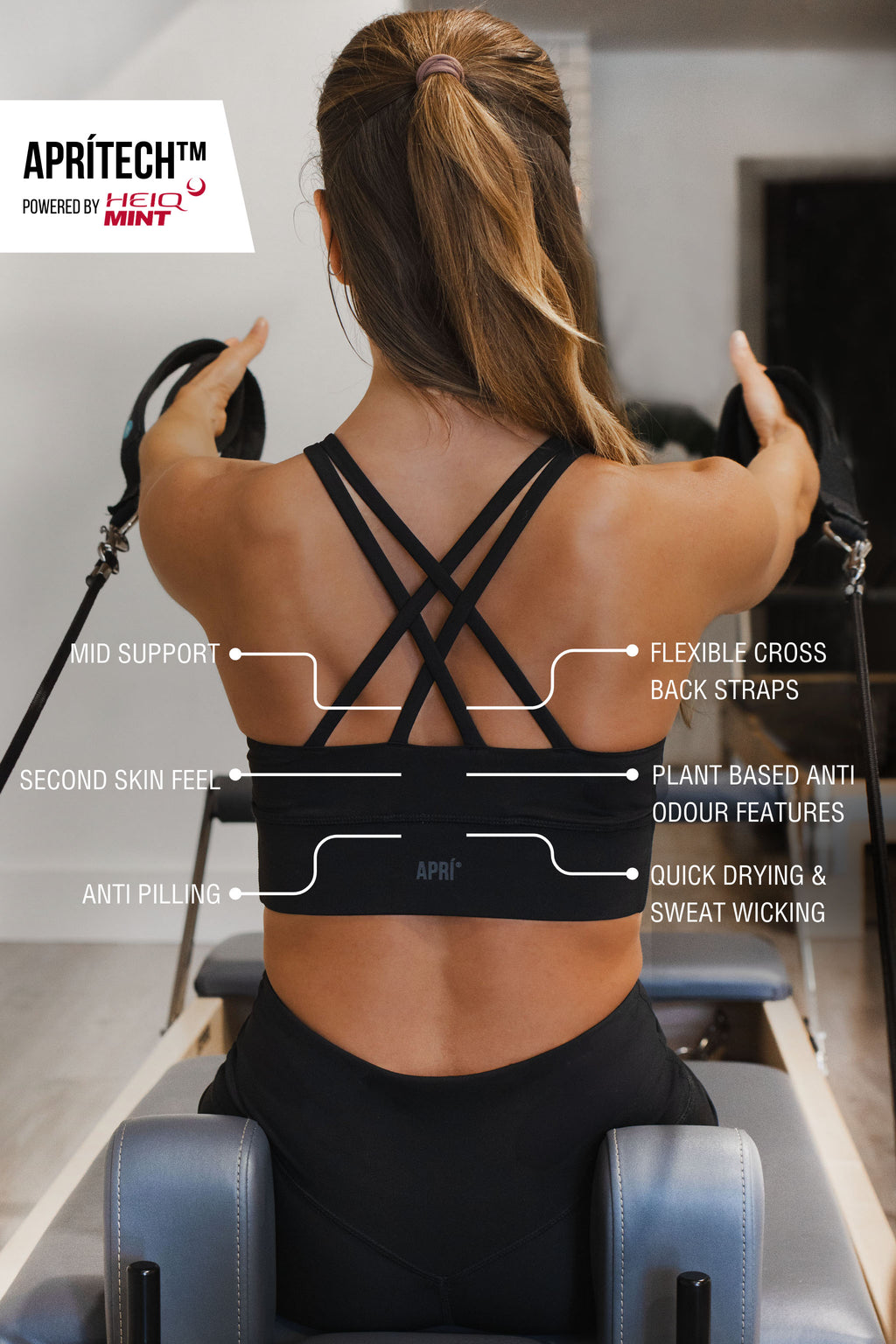 Black aprítech crossback straps sports bra
