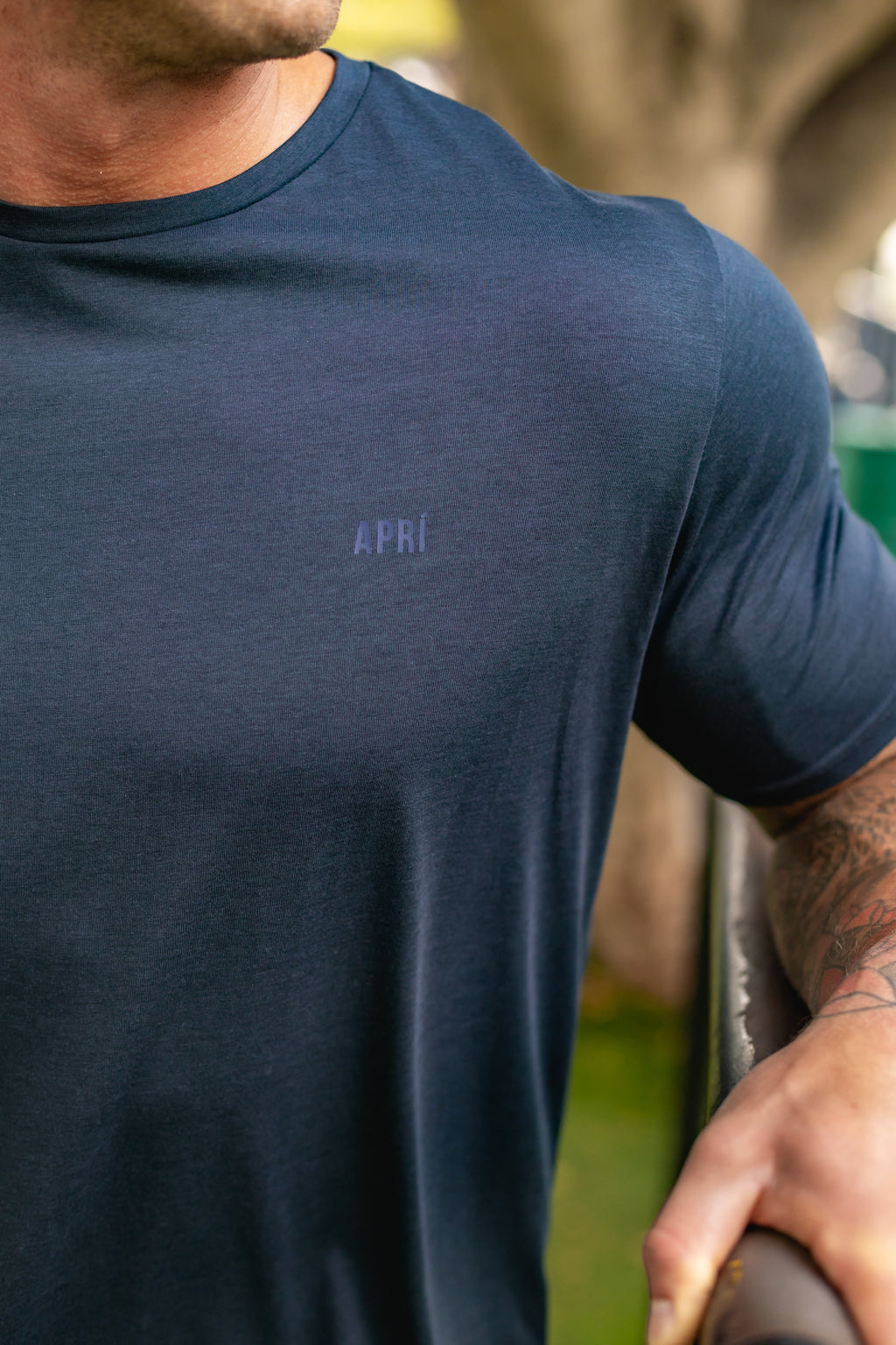 Ocean Blue Lyocell T-shirt close up