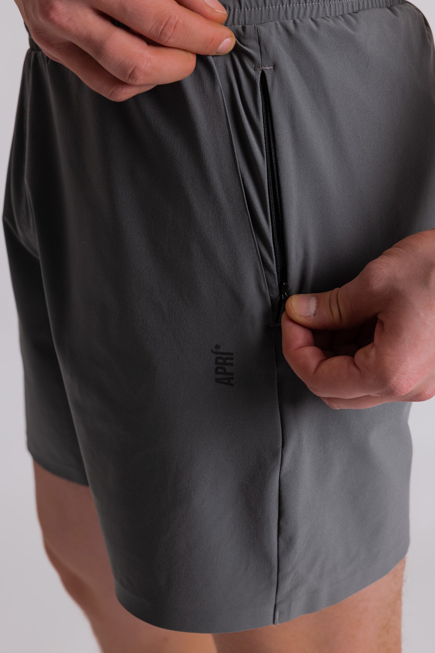 airy performance shorts grey zip pocket
