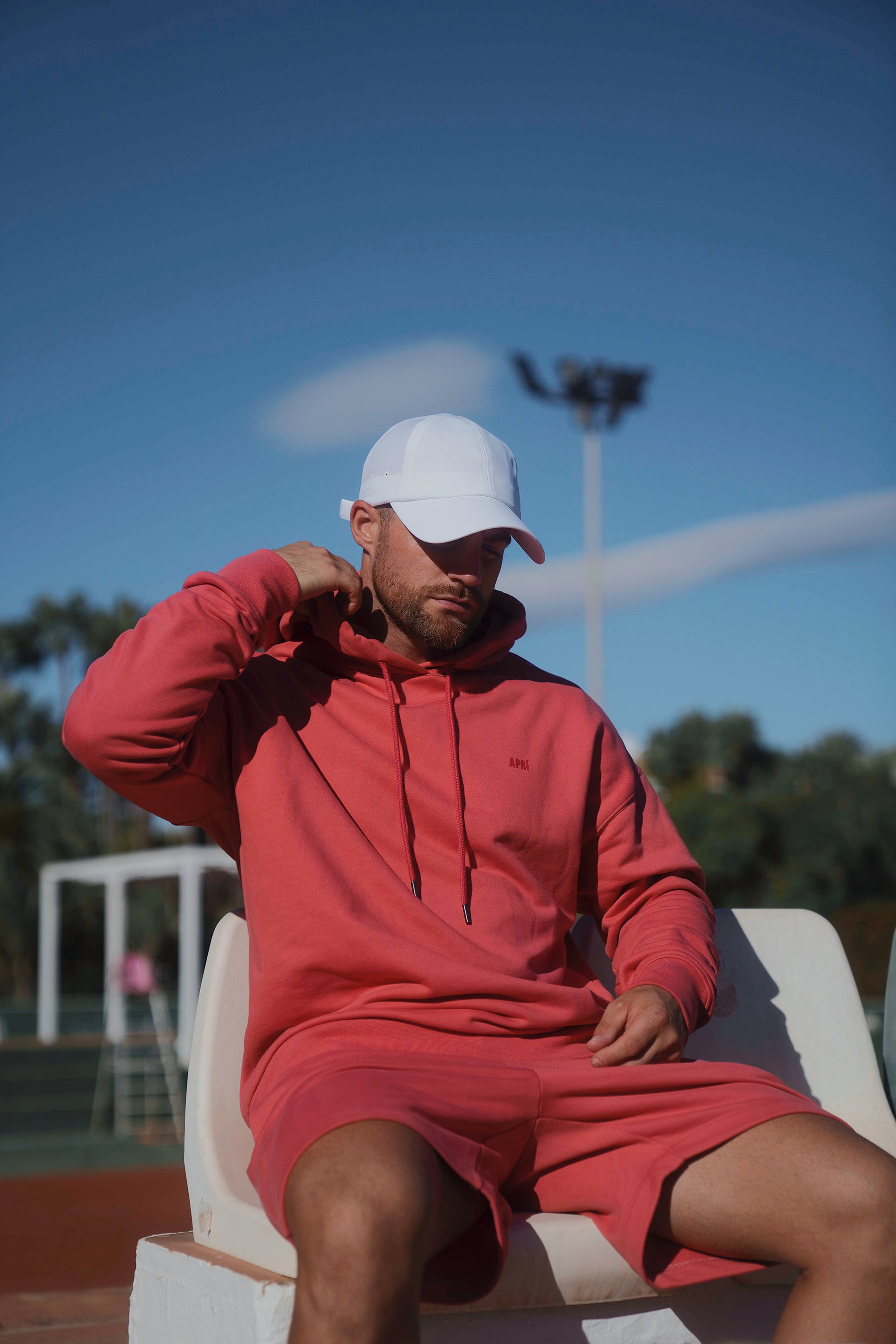 aprishield nantucket red hoodie shorts
