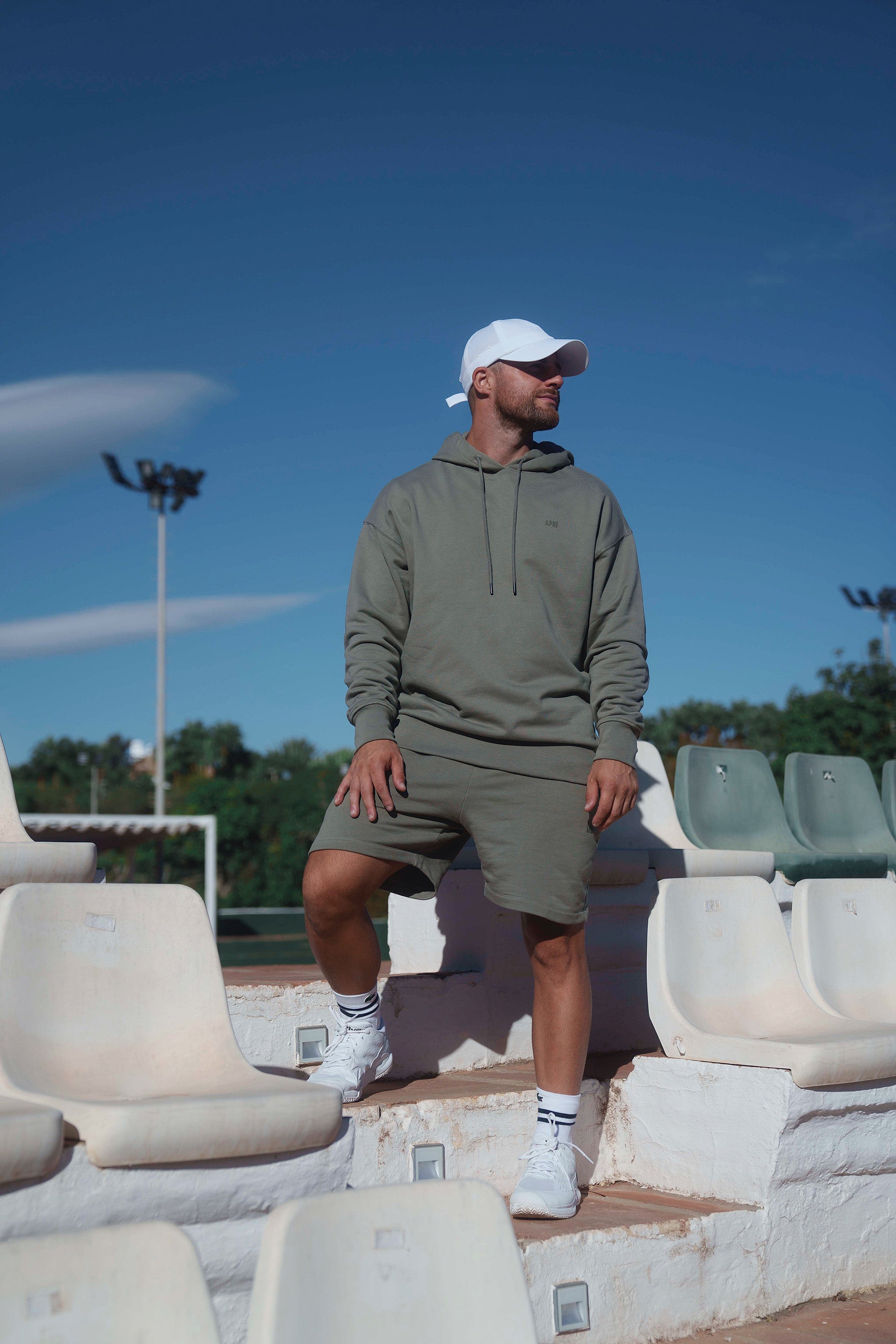 aprishield ocean green men's hoodie sweat shorts